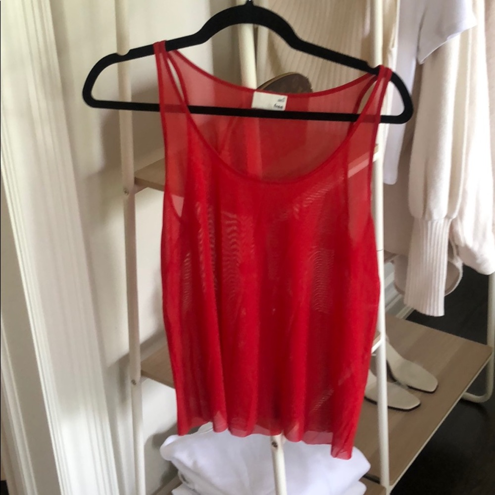 Aritzia Wilfred Free McNally Sheer Tank in Red